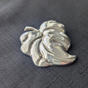 Vintage Taxco Sterling Silver Leaf Brooch  Sculptural Mid-Century Pin