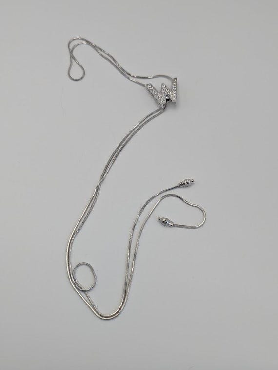 Rhinestone “W” Initial Necklace - image 7