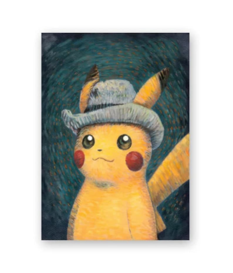 Pokemon Pikachu Van Gogh Starry Night Canvas Print Japanese Wall Art ...