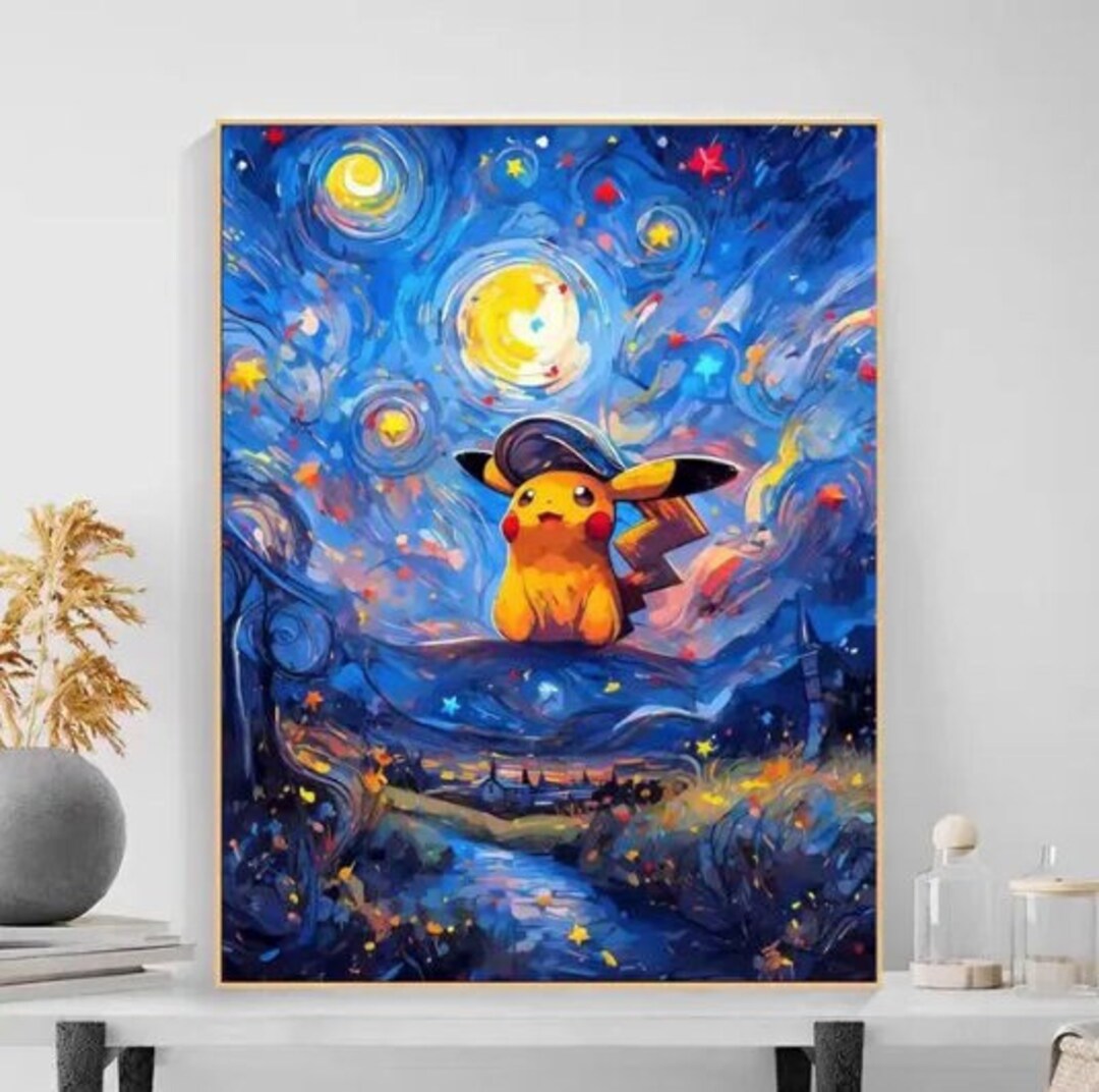 Pokemon Van Gogh Giclee Print Paper 40x60cm Pikachu Portrait