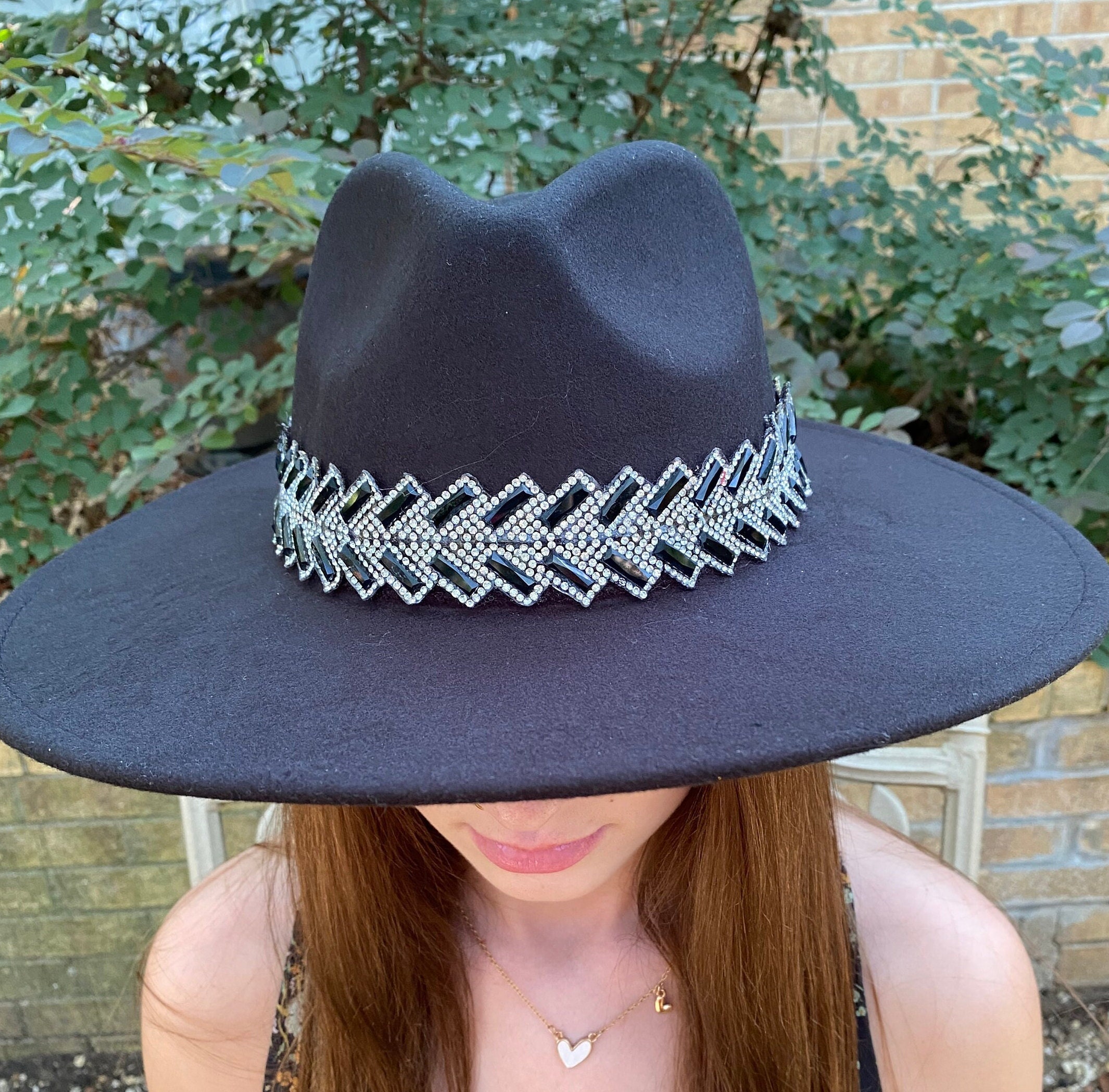 Giovannio black felt brimmed hat with jeweled band Roma Wool Felt Stingy Brim Fedora Hat – Village Hat Shop main image 3