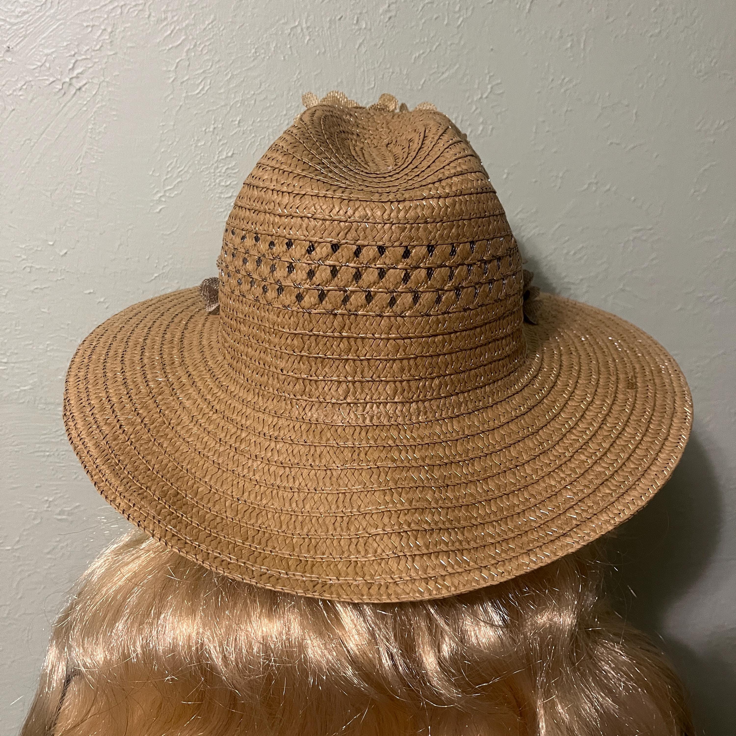 Beautiful Brown Straw Fedora Hat Embellished With  display picture 1