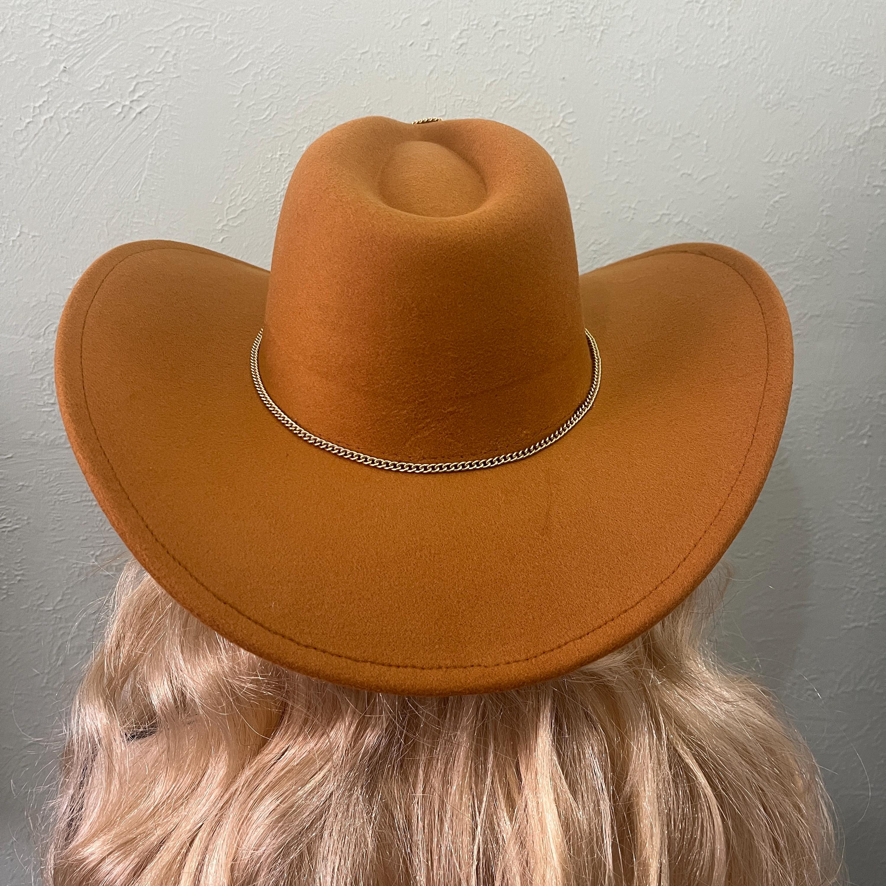 Felt Fedora with Gold Bead Accent Beautiful Brown Felt Fedora Hat. Embellished With Beautiful  main image 4