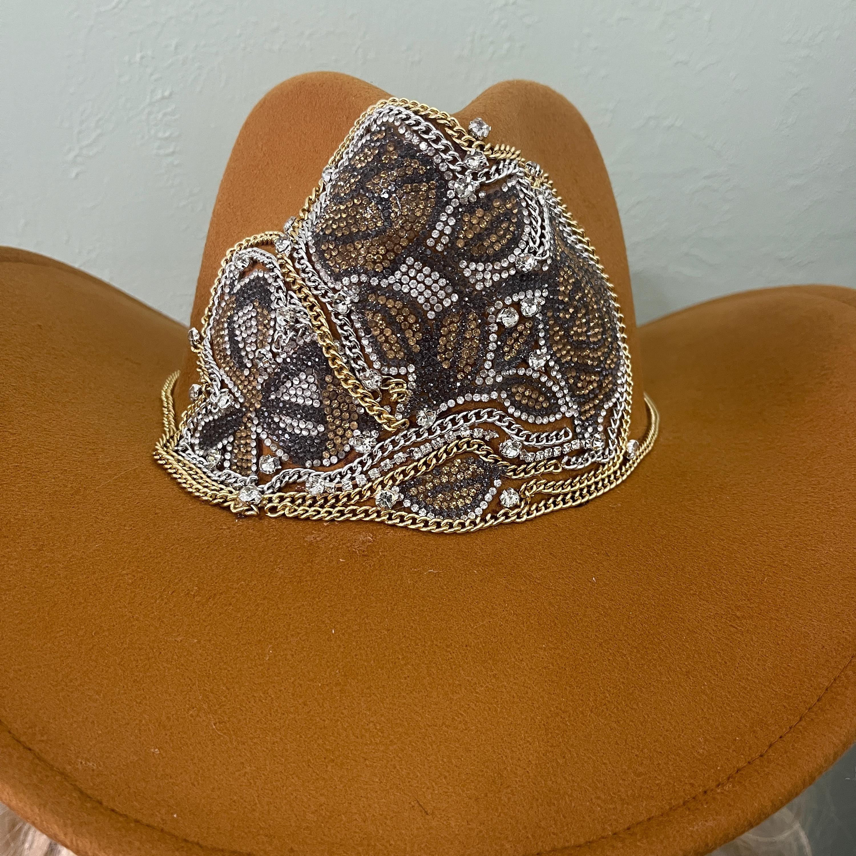 Beautiful Gold Felt Fedora Hat. Embellished With Beautiful  display picture 1