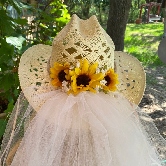 Straw Ivory Western Wedding Hat. Band Made of Jute Rope  display picture 2