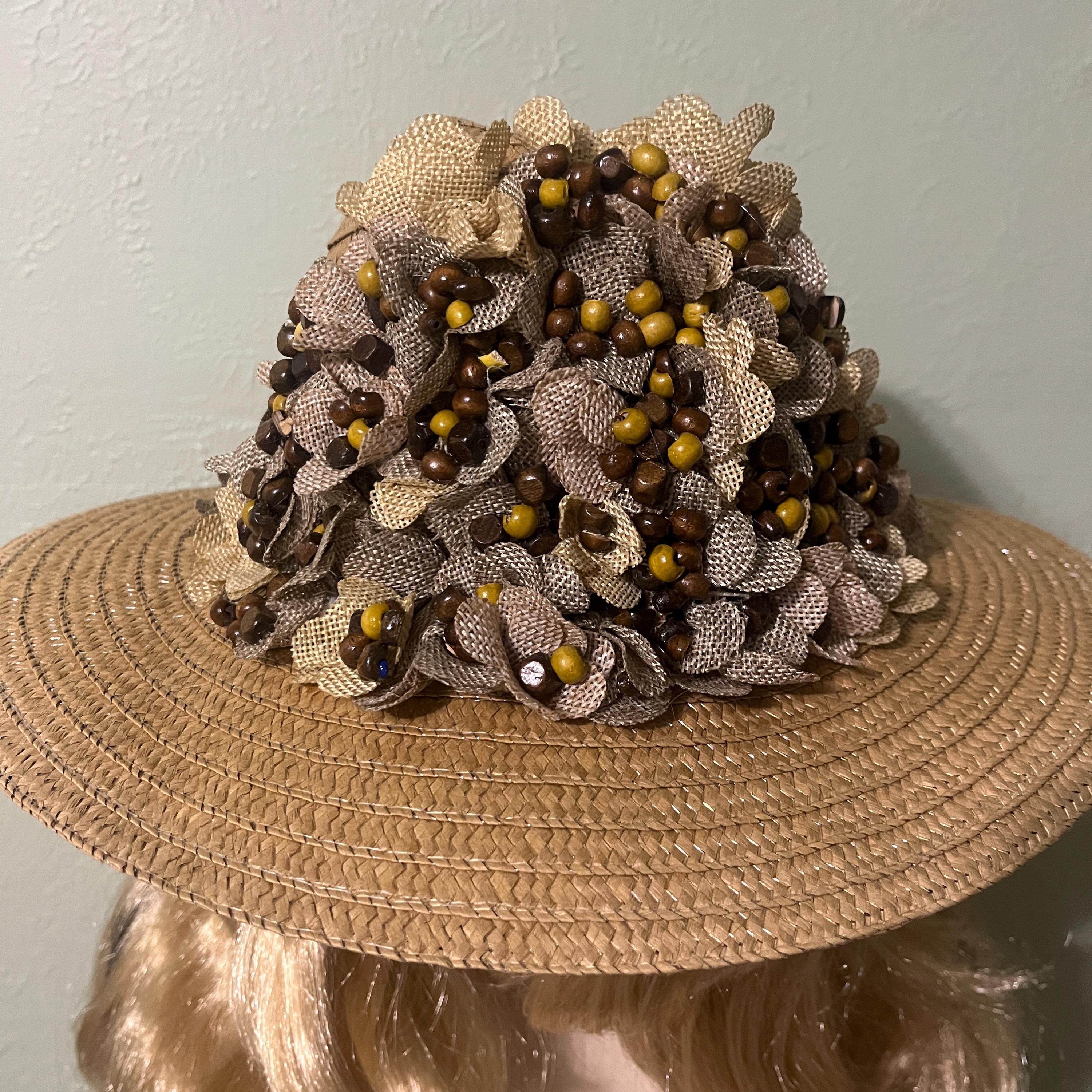 Beautiful Brown Straw Fedora Hat Embellished With  display picture 2