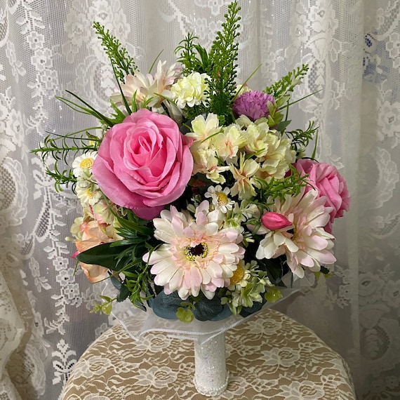 Wedding Bouquet With Beautiful High Quality Silk Pink and