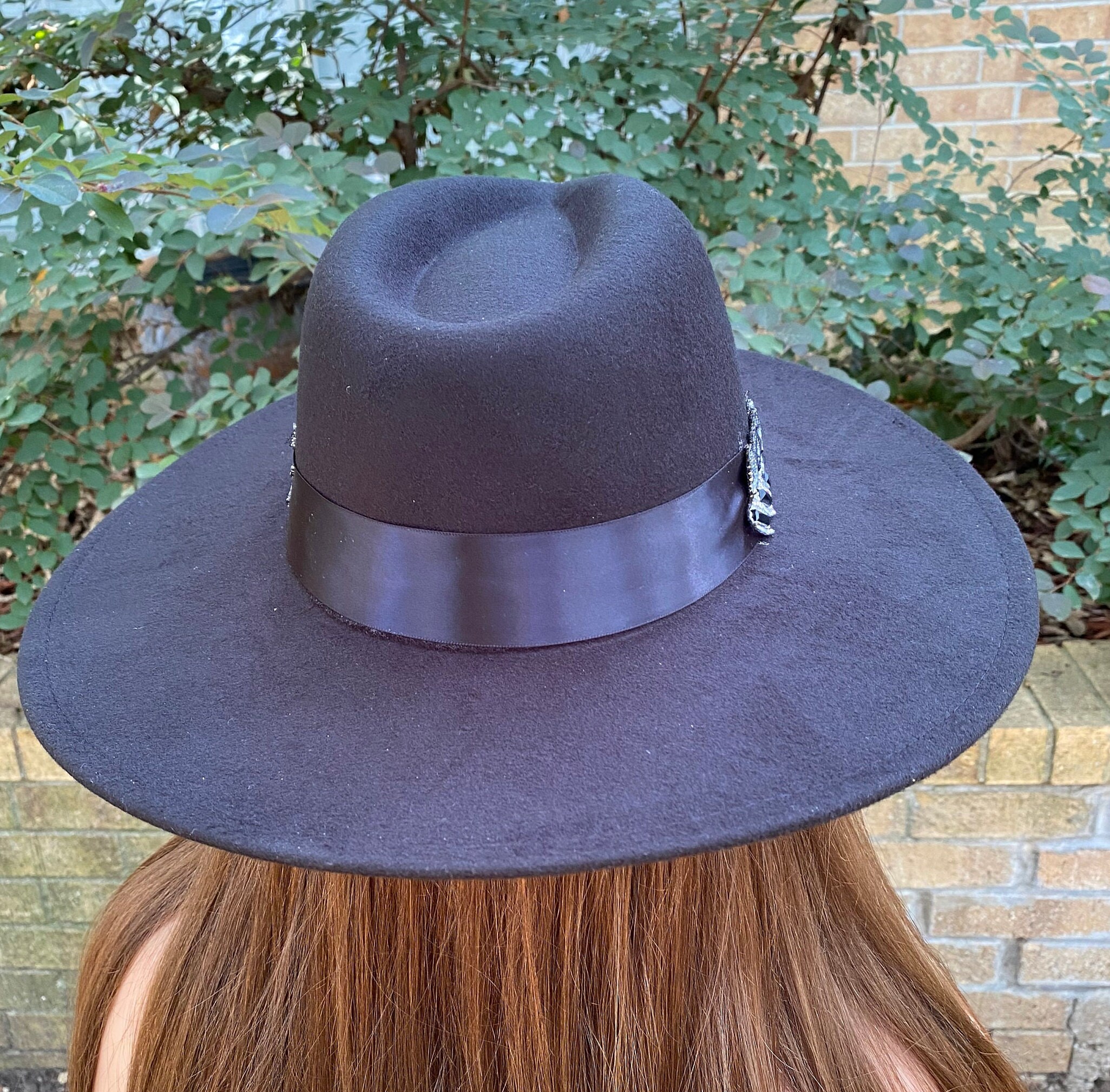 Giovannio black felt brimmed hat with jeweled band Colonel Pierce - Goorin Bros. Wide Brim Fedora main image 3