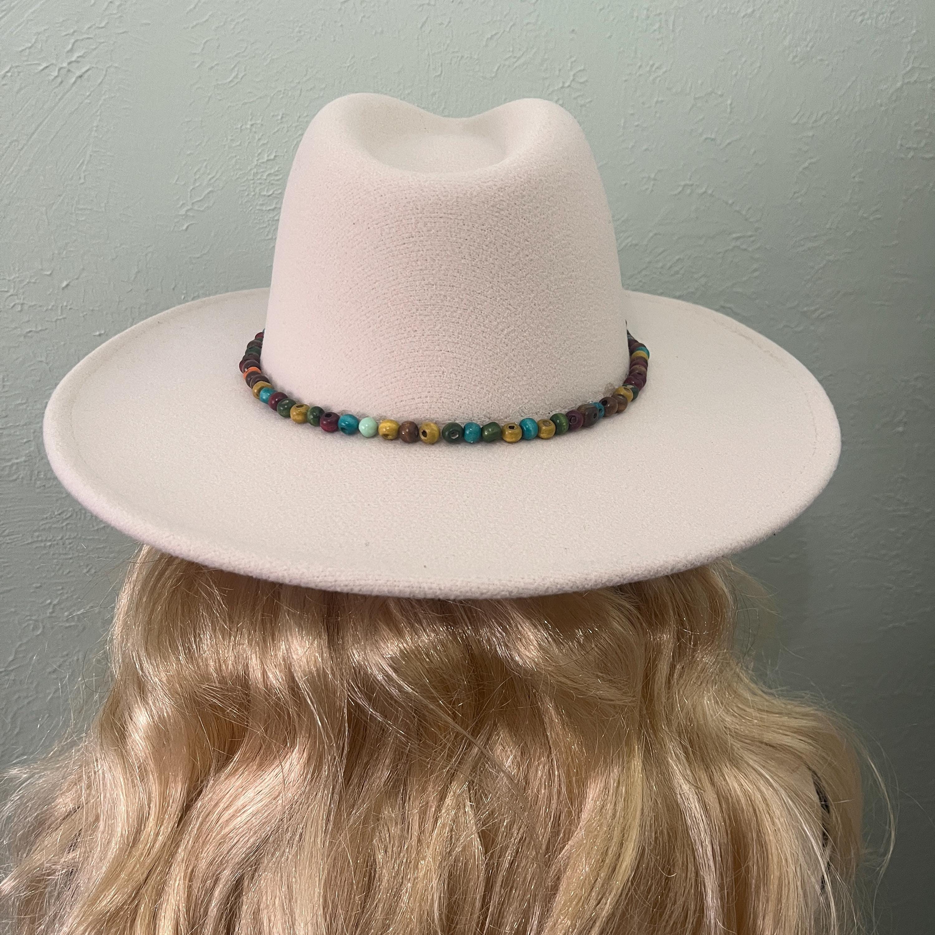 White Felt Fedora Hat. Embellished With Satin Ribbon Flowers 