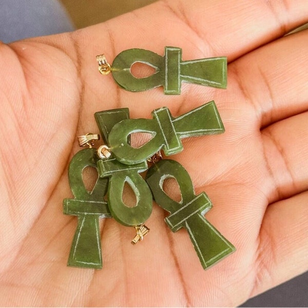 1in Jade Ankh Charm only; no chain; Ancient Symbol Pendant, Egyptian Ankh Jewelry, Ankh Symbol of Life, Genuine Jadeite, Jade Jewelry