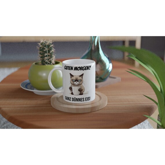 OM3® Divertente tazza con scritta – mattina gatto – buongiorno – dichiarazione | tazza in ceramica | 11oz 325 ml | stampa su entrambi i lati | rosa