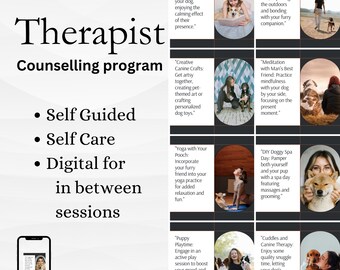 Therapist tools: Self-Guided Counseling Homework with Weekly Self-Care Assignments, Dog emotional support, Therapy, Counseling, Self Care