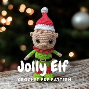 Patrón de crochet - Duende navideño, Descarga digital, El pequeño ayudante de Papá Noel, regalo navideño, Patrón de muñeco gnomo lindo Amigurumi