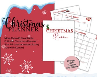 Afdrukbaar kerstplanner, vakantieplanner, cadeaubudgetplanner, kerstplanner, kerstcadeaulijst, kerstmap, kersttakenlijst