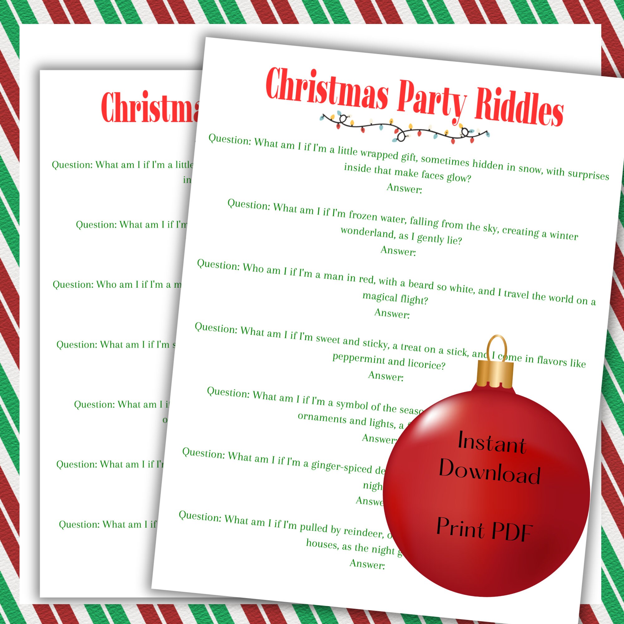 Christmas Riddles Game, Printable Christmas Games for Kids, Fun ...