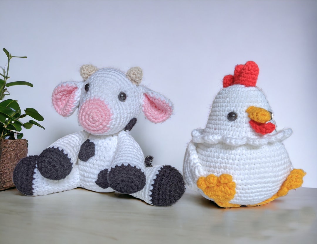 Farm Animal Crochet Pattern Bundle PDF, Cow & Chicken Amigurumi ...