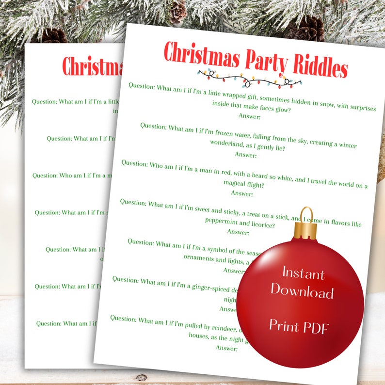 Christmas Riddles Game, Printable Christmas Games for Kids, Fun ...