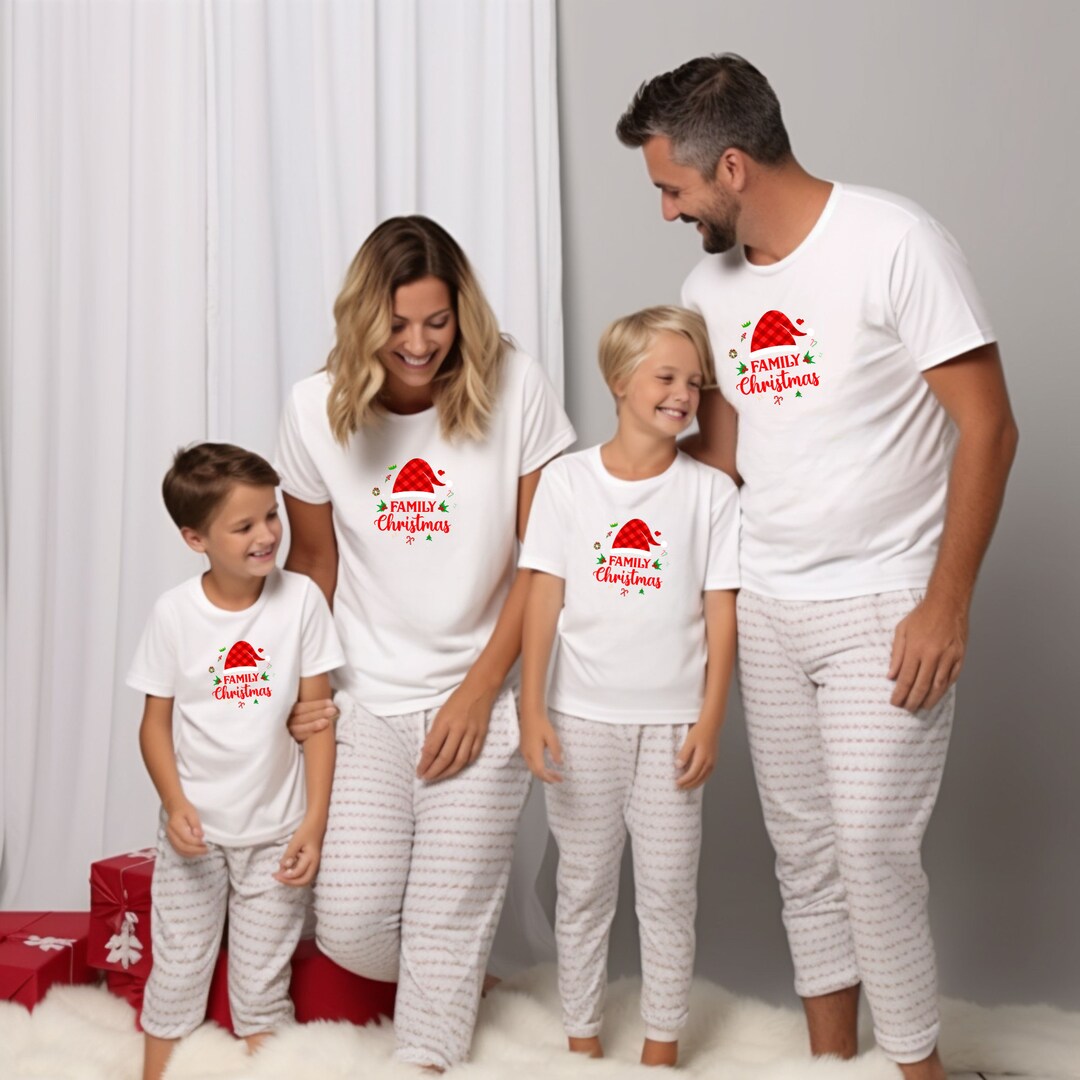 Santa Hat Christmas Family Matching Pajamas Cozy Holiday Sleepwear for ...
