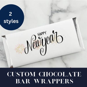 Emballage de barre chocolatée personnalisé Happy New Year, cadeau du Nouvel An, emballage de barre de chocolat, minuit, cadeau de bonne année
