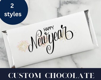 Happy New Years Customized Candy bar Wrapper, New Year Eve Party favor, Chocolate bar wrapper, Midnight, Happy New Years gift