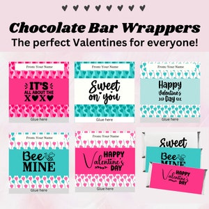 EDITABLE Happy Valentine&#39;s Day Chocolate Candy Bar Wrapper, Printable Personalised Treat Party Favor, Chocolate bar wrapper Valentine Gift