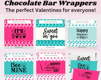 EDITABLE Happy Valentine's Day Chocolate Candy Bar Wrapper, Printable Personalised Treat Party Favor, Chocolate bar wrapper Valentine Gift