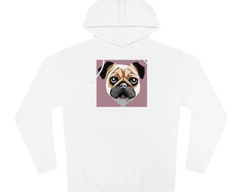 Mopshond-tastisch comfort: gezellige, op een mopshond geïnspireerde hoodie voor hondenliefhebbers, unisex sweatshirt met capuchon Charmante mopshondportret-hoodie mopsliefhebbers