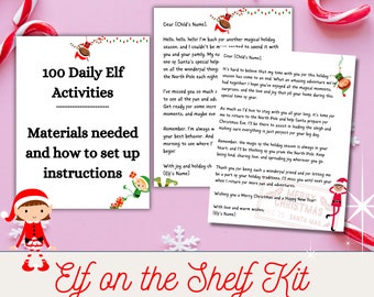 Paquete navideño definitivo de Elfo en el Estante: 100 actividades, carta del elfo editable, carta de bienvenida, carta de llegada, carta de despedida del elfo para imprimir.
