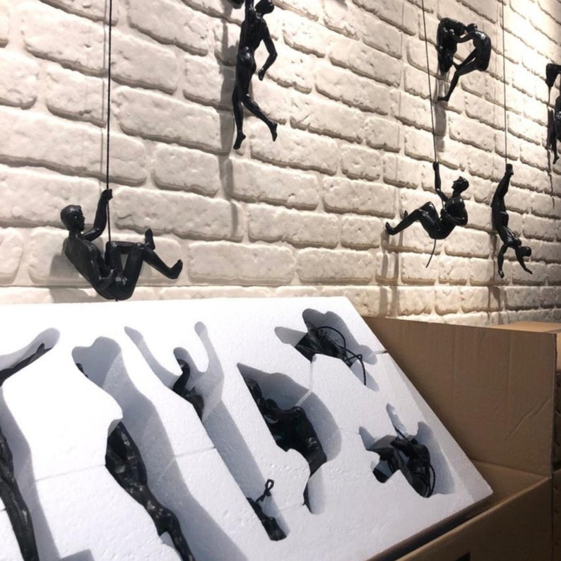 Climbing Man Wall Sculpture Etsy