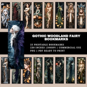 Gothic Fairy Bookmarks | Woodland Witch Bookmark Set | Whimsical Fantasy PNG + Printable PDF | Digital Reading Tracker | Halloween Bookmarks