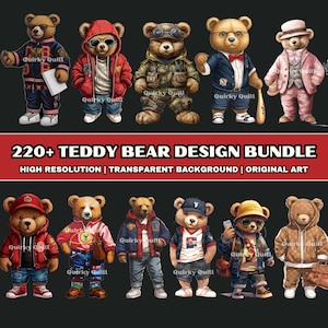 Pacchetto di oltre 220 disegni di magliette Bear, design Bear Streetwear, design camicia, design Bear, urbano, design estetico, design Teddy Bear, PNG, DTG