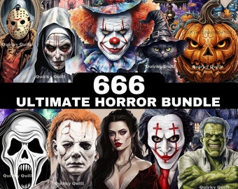666 Ultimate Horror Bundle, PNG Clipart pack, Horror Character Halloween For Cricut, Scary Horror Characters, Horror Clipart sublimation