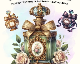 Perfume Collection Clipart - 50+ High Quality PNGs, Memory Book, Junk Journals, Scrapbooks, Digital Planners, Commercial Use, Sublimation