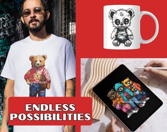 220+ Bear T-shirt Designs Bundle, Bear Streetwear Design