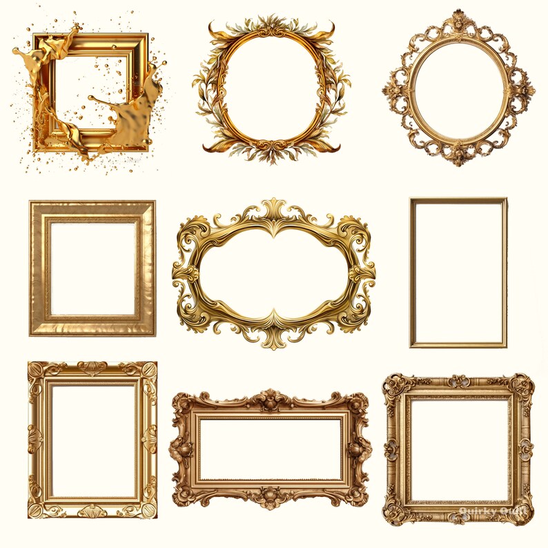 Antique Gold Frames Clipart - Rococo and Baroque Vintage Clip Art ...