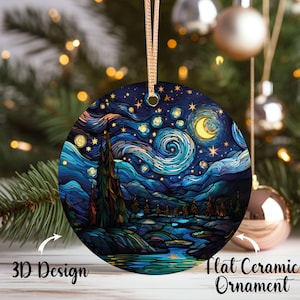 Starry Night Ornament, Faux Stained Glass, Christmas Tree Ornament, Ceramic Ornament, Stained Glass, Christmas Ornament,Christmas Decoration