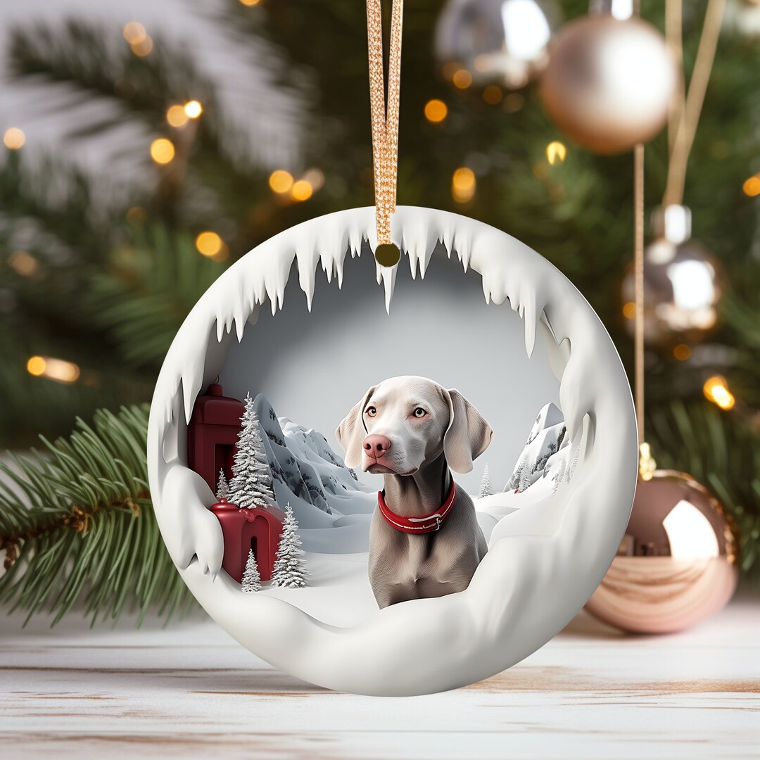 Christmas Weimaraner Ornament,christmas Decoration,ceramic Ornament