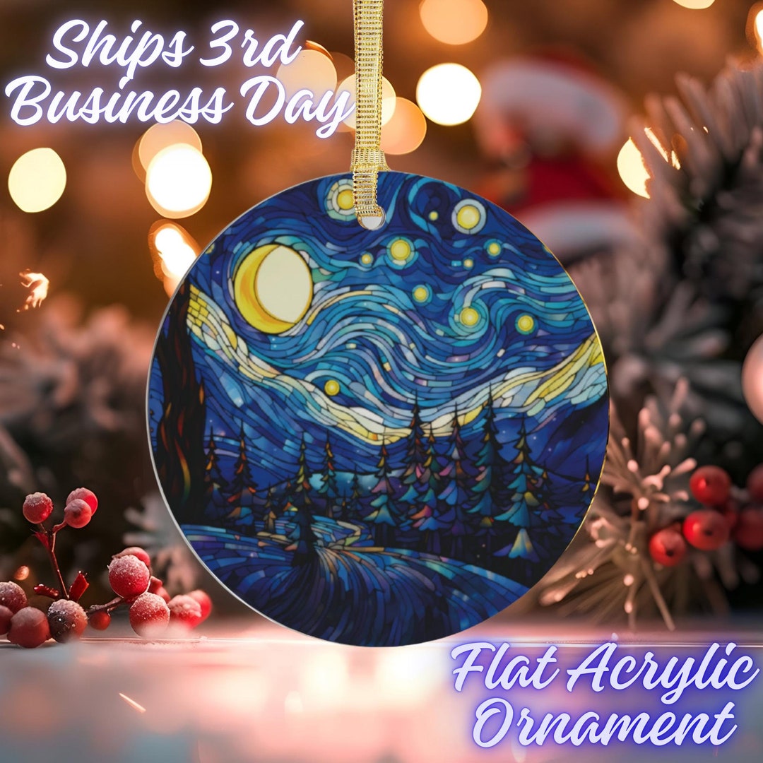 Festive Acrylic Starry Night Christmas Ornament Unique Holiday Decor
