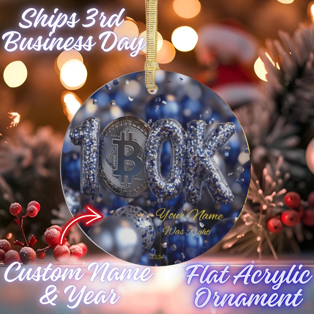 クリスマス ビットコイン オーナメント、パーソナライズされた暗号通貨ホリデー デコレーション - 名前と年をカスタマイズ可能、ユニークなギフト、記念  100K ビットコイン オーナメント - Etsy 日本