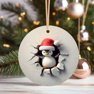 Enchanting Penguin Ceramic Christmas Ornaments - Adorable Christmas Decor with Vibrant Colors & Intricate Details - Holiday Gift for Friends
