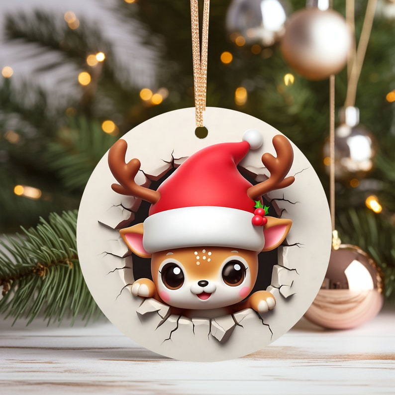 Enchanting Reindeer Ceramic Christmas Ornament for Christmas Tree Decor