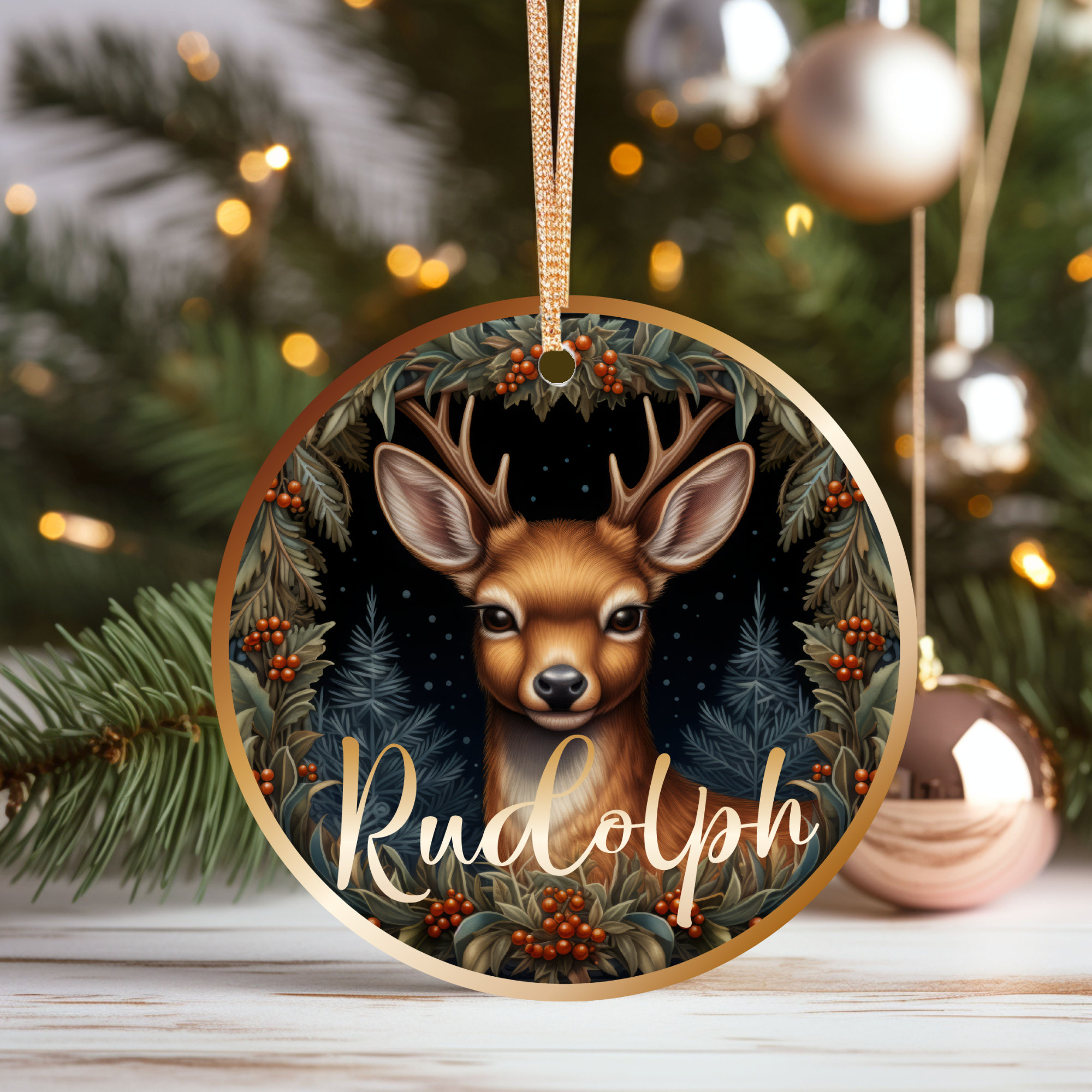 トナカイのクリスマスオーナメント｜セラミック製ホリデー