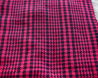 Handwoven Pink and Navy Houndstooth Scarf