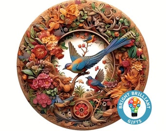 The Magical Magpies- Wooden Jigsaw Puzzle, Round, Uniquely-Shaped Pieces, Mental Visual Stimulation, Challenge for All Ages, Great Gift!