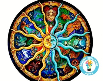 Zodiac- Wooden Jigsaw Puzzle, Uniquely-Shaped Pieces, Mentally+Visually Stimulating, Educational, For All Ages, Great Gift!