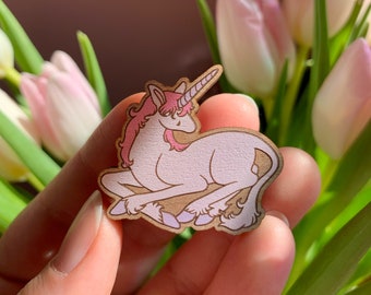 Everlasting Unicorn Wood Pin