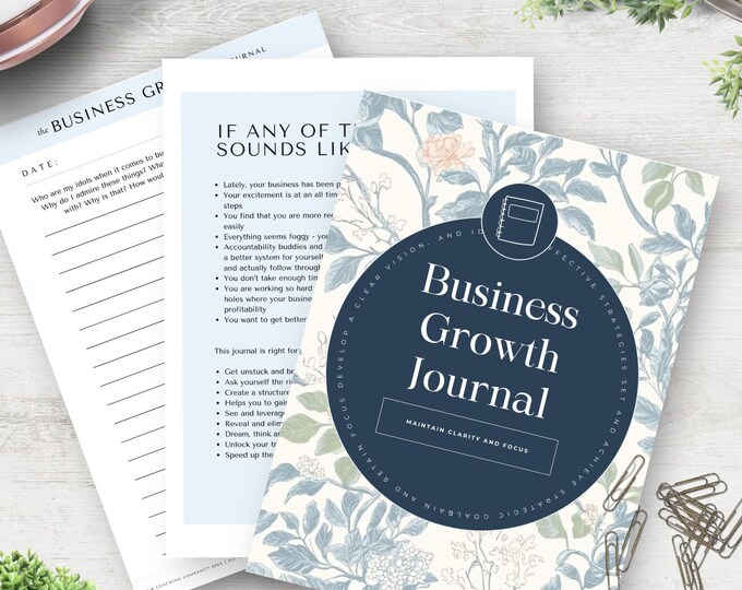 Business Growth Journal Canva Template, Life Coach, Scale Your Business Mindset, Business Planner, Entrepreneur Journal Organizer