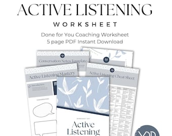 Coaching Worksheet Active Listening for Effective Communication, Relationship Therapy, Communication Style, Life Coach, Self Development