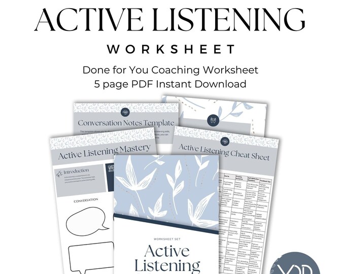 Coaching Worksheet Active Listening for Effective Communication, Relationship Therapy, Communication Style, Life Coach, Self Development