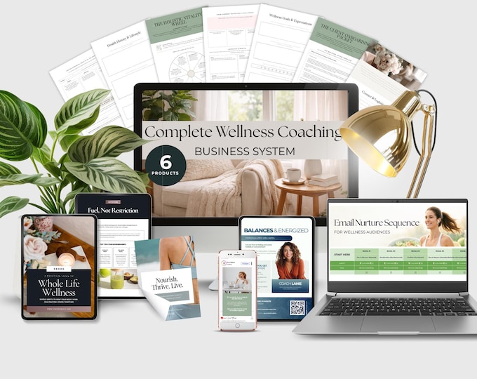 Wellness Coach Business Bundle, Health Coach Marketing Kit, Client Onboarding Templates, Instagram Carousels, Email Scripts, Startup Toolkit